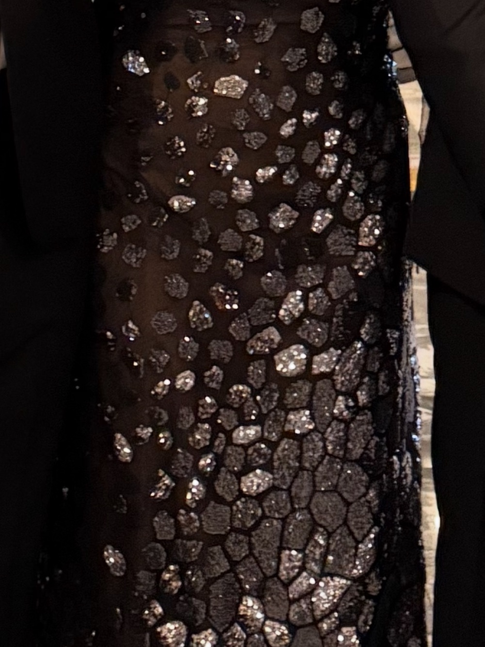 Rene Ruiz Black Strapless Sequin Mosaic Gown. BEST OFFER.